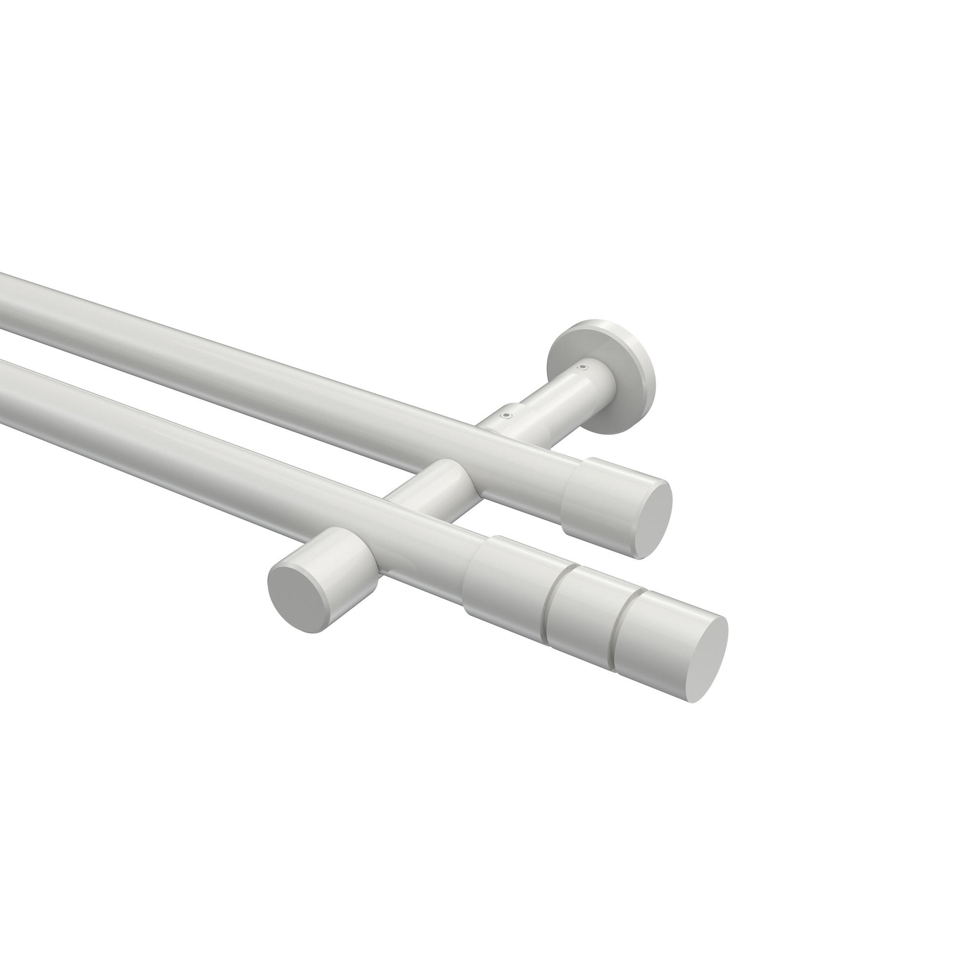 GARDINENSTANGEN-SET Prestige Elanto 360 cm (geteilt in 2 x 180 cm), 2-läufig (ohne Ringe), 20 mm Ø Weiß - Weiß, Metall (360cm) - INTERDECO
