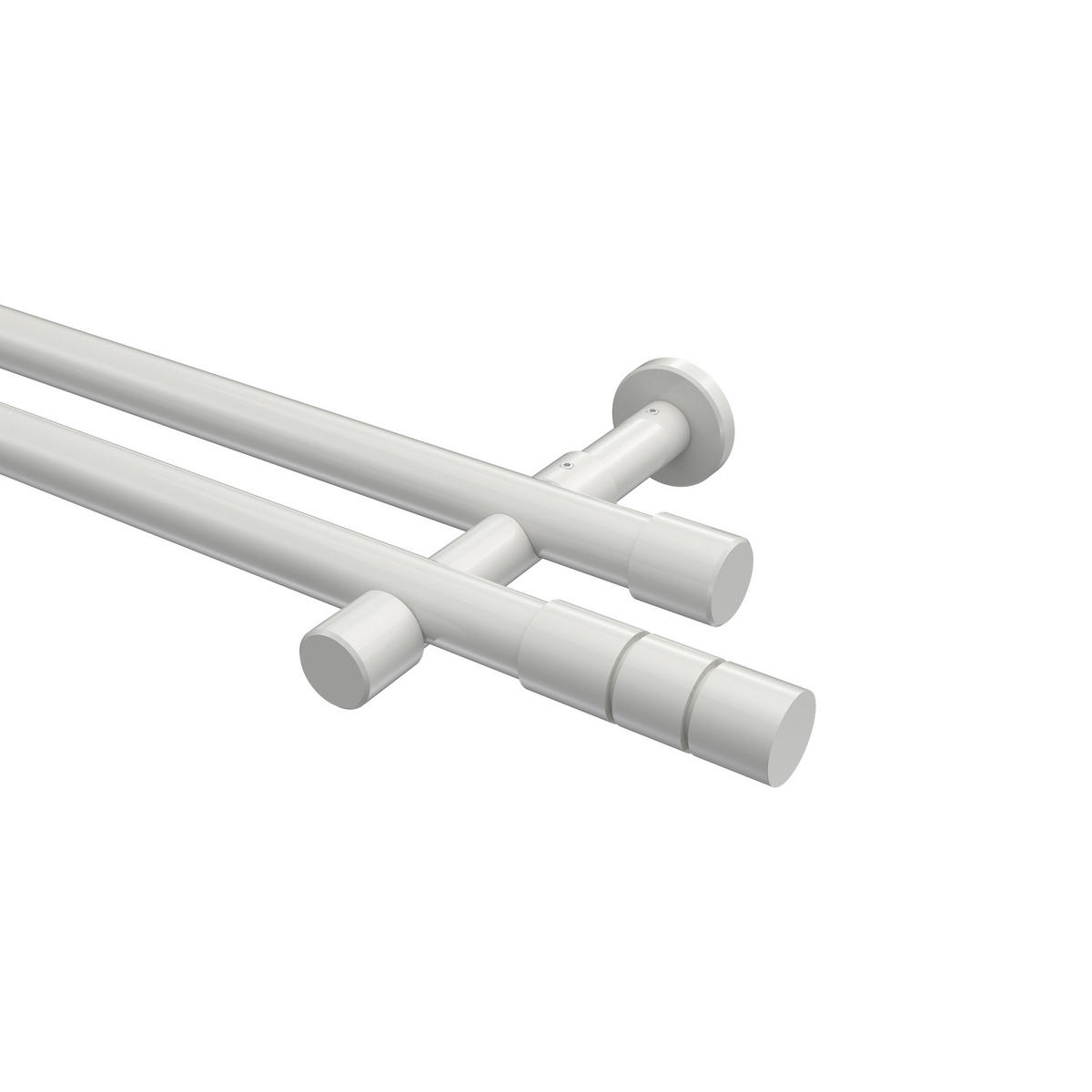 GARDINENSTANGEN-SET Prestige Elanto 360 cm (geteilt in 2 x 180 cm), 2-läufig (ohne Ringe), 20 mm Ø Weiß - Weiß, Metall (360cm) - INTERDECO