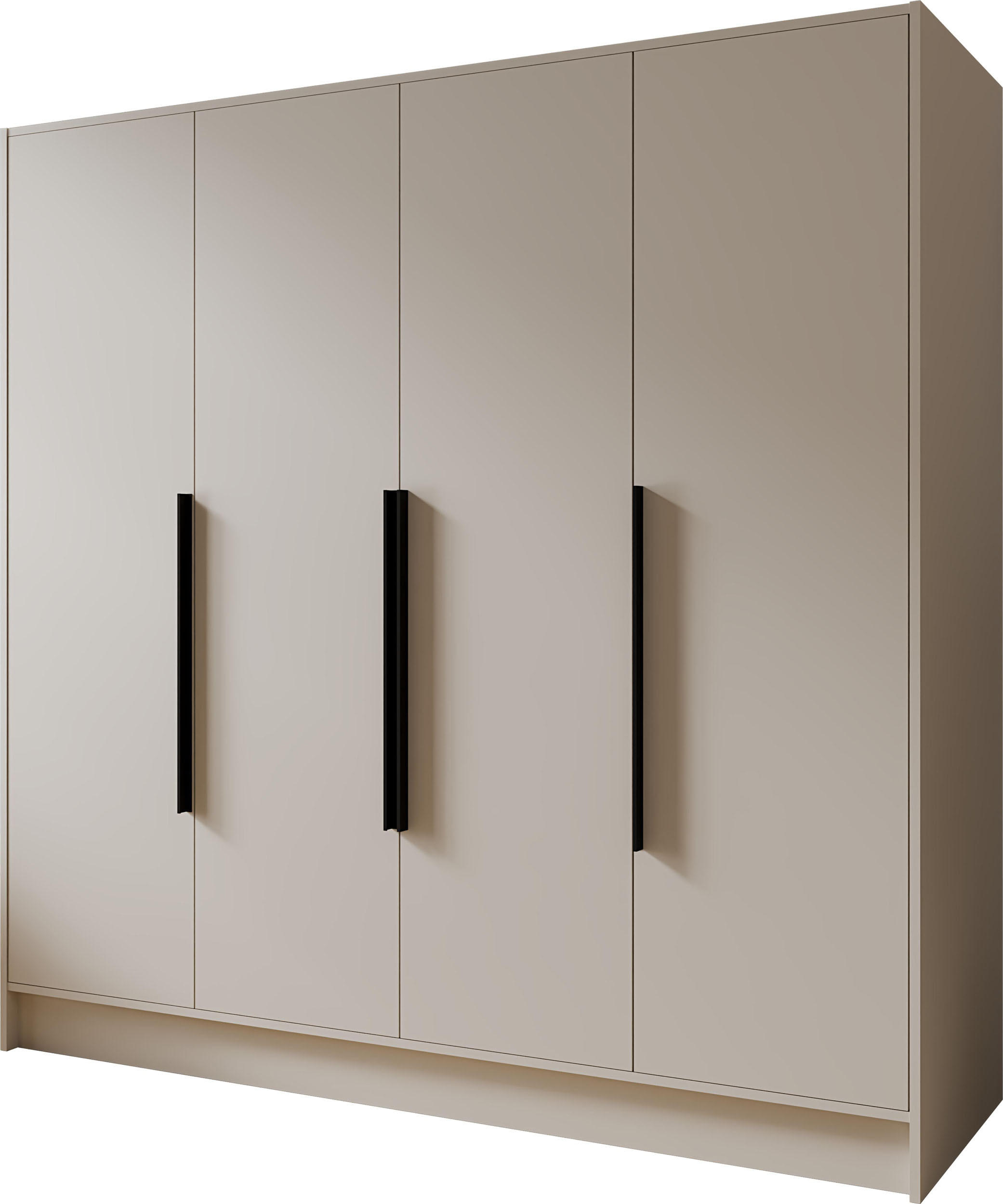 KLEIDERSCHRANK Mono Bis im Skandi-Stil, Drehtüren mit Schwarze Metallgriffe, Kaschmir 200/200/51 cm - Kaschmir, Holzwerkstoff (200/200/51cm) - WFL GROUP