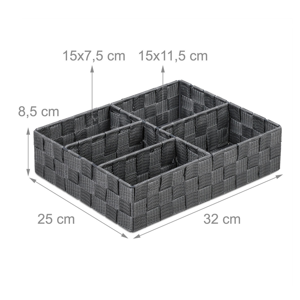 AUFBEWAHRUNGSKORB - Grau, Kunststoff/Metall (25/32/8.5cm) - Relaxdays