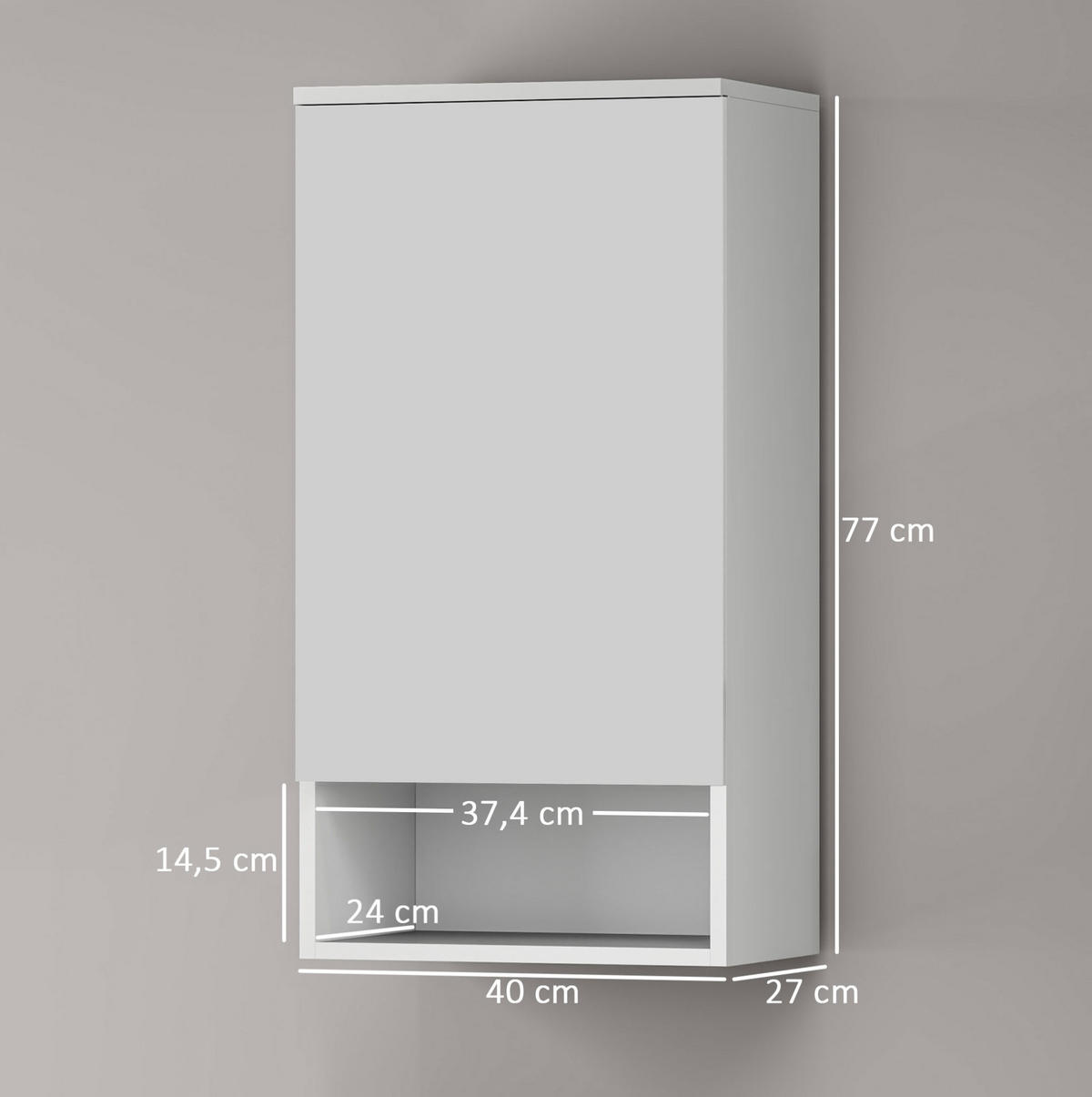HÄNGESCHRANK 40x27x77 cm Weiß aus Spanplatte mit 3 Fächern & verstellbaren Regalen - Weiß, Holzwerkstoff (40/77/27cm) - Modfu