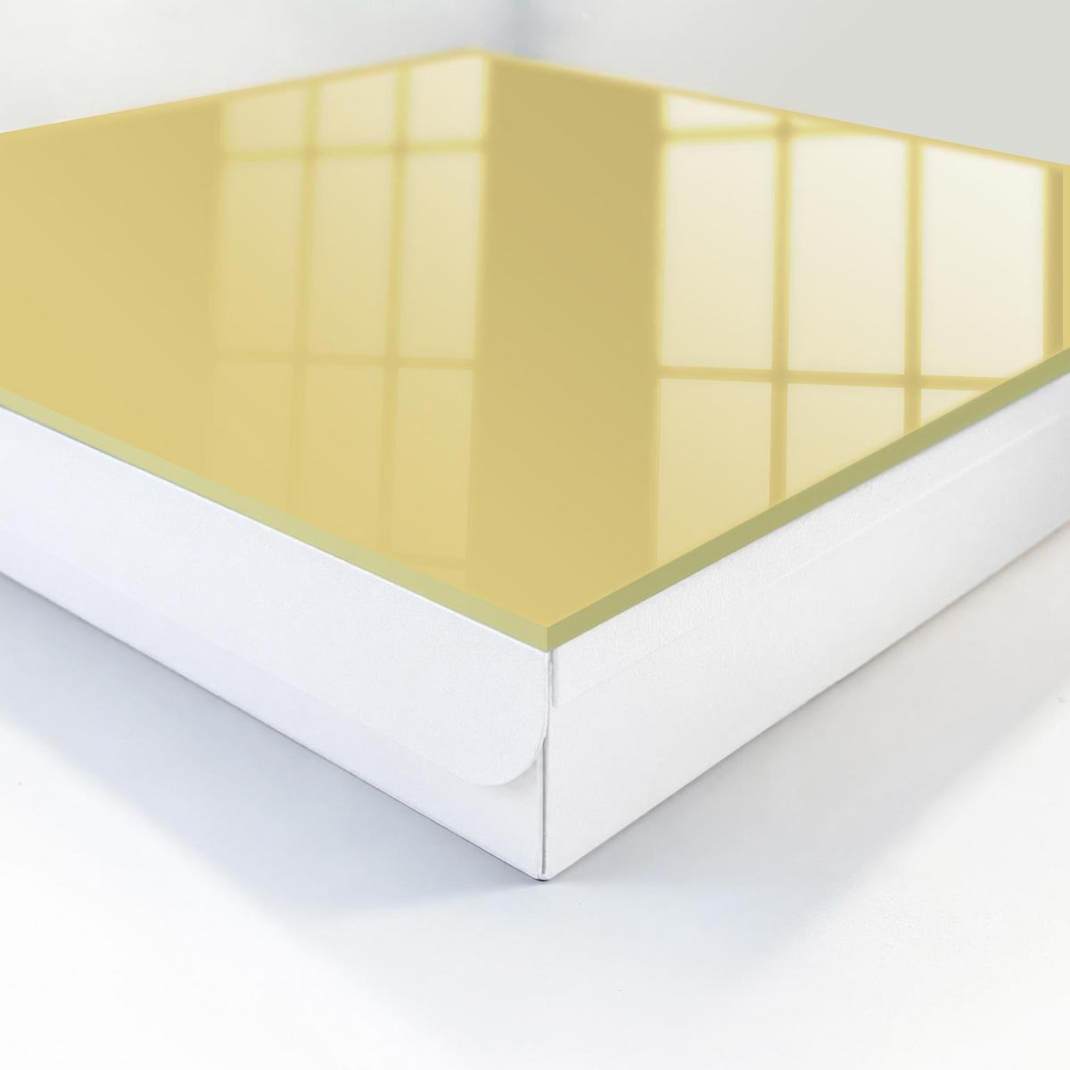 SCHLÜSSELBOX Weiß 30x30 cm – Türöffnung nach rechts - Pastellgelb - Gelb, Metall (30/30/5cm) - TULUP