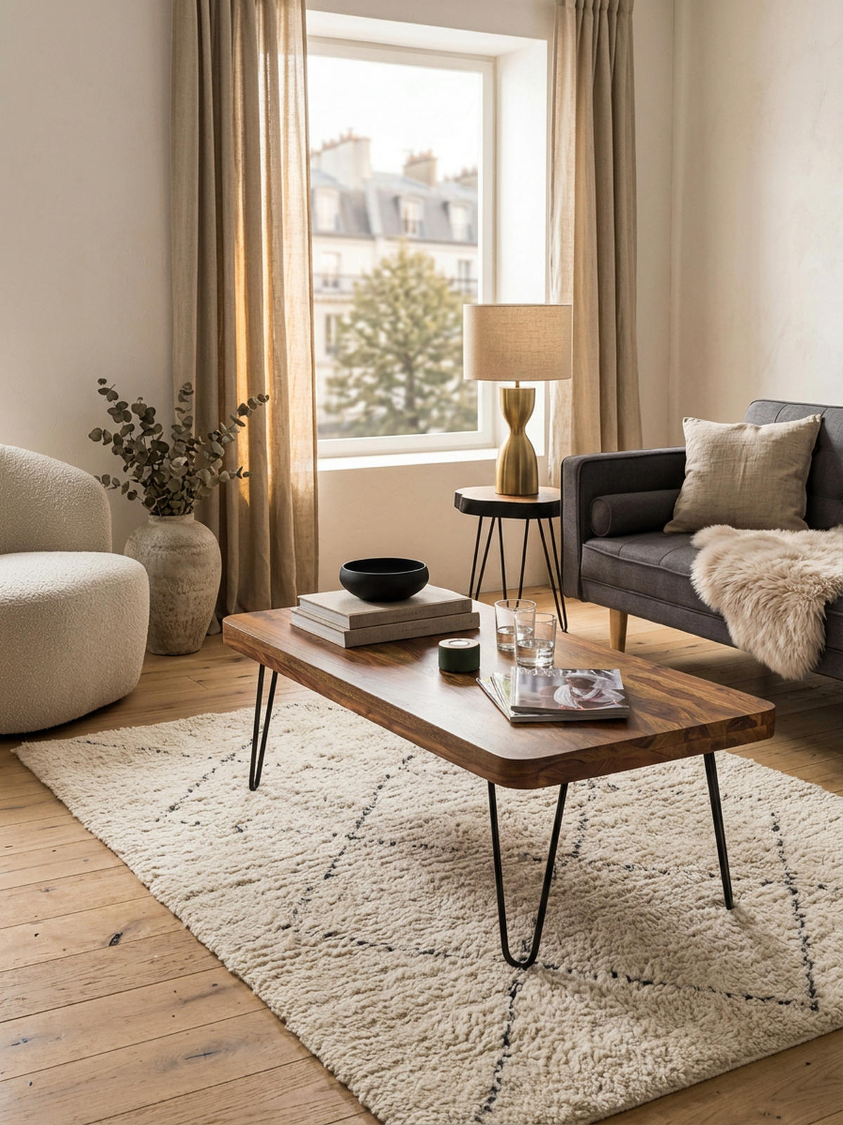 COUCHTISCH aus Massivholz mit Metallbeinen, handgefertigt, einzigartige Maserung, Braun 115x60x40 cm - Schwarz/Braun, Holz/Metall (60/115/40cm) - KADIMA DESIGN