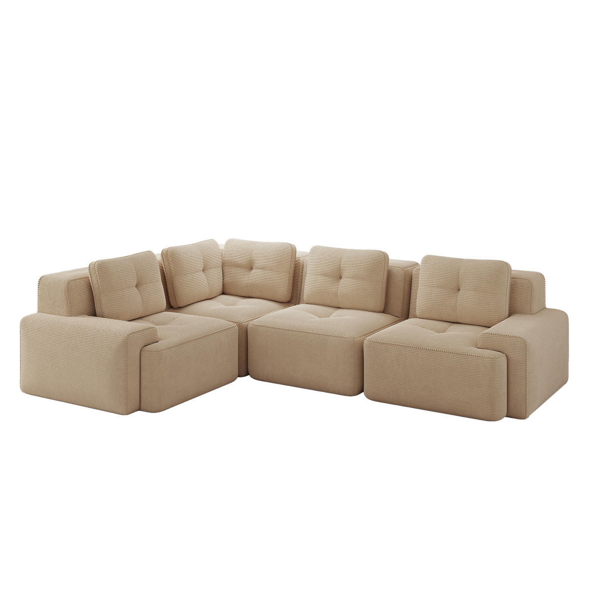 ECKSOFA 295/206/69 cm Beige aus Cordstoff modular kein Aufbau erforderlich - Beige, Textil (206/295cm) - OKWISH