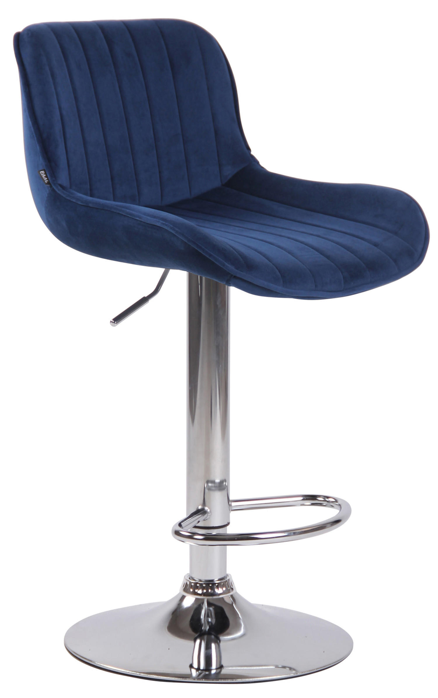 BARHOCKER Lento, Gestell Metall in Chromoptik, Samt Blau - Blau/Chromfarben, Textil/Metall (50/100/50cm) - TPFLiving