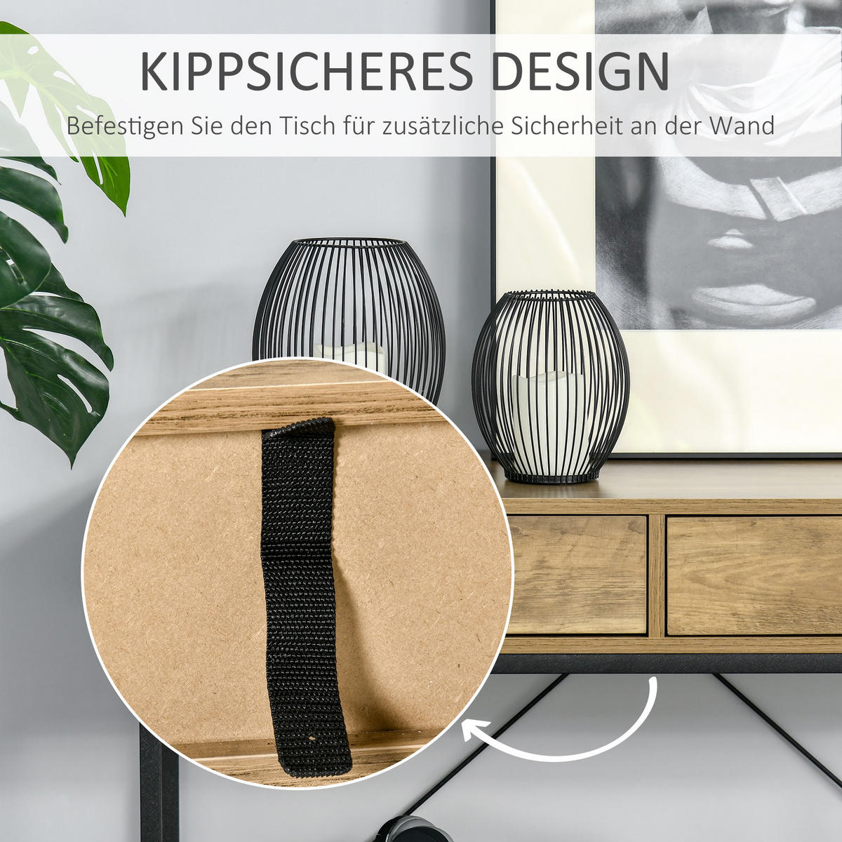 KONSOLENTISCH, 2 Schubladen, 100 x 35 x 76,5 cm - Schwarz/Braun, Holzwerkstoff/Metall (100/35/76.5cm) - HOMCOM