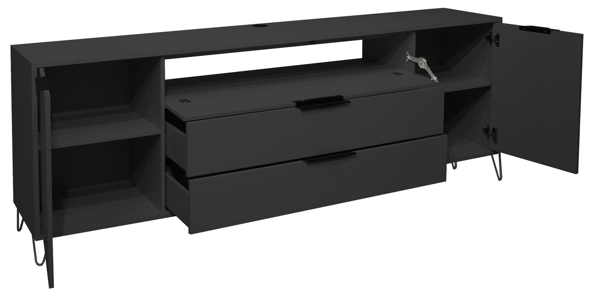 LOWBOARD Erna 216x45x82 Anthrazit matt Lack - Grau, Holzwerkstoff (216/82/45cm) - 58aufmkessel