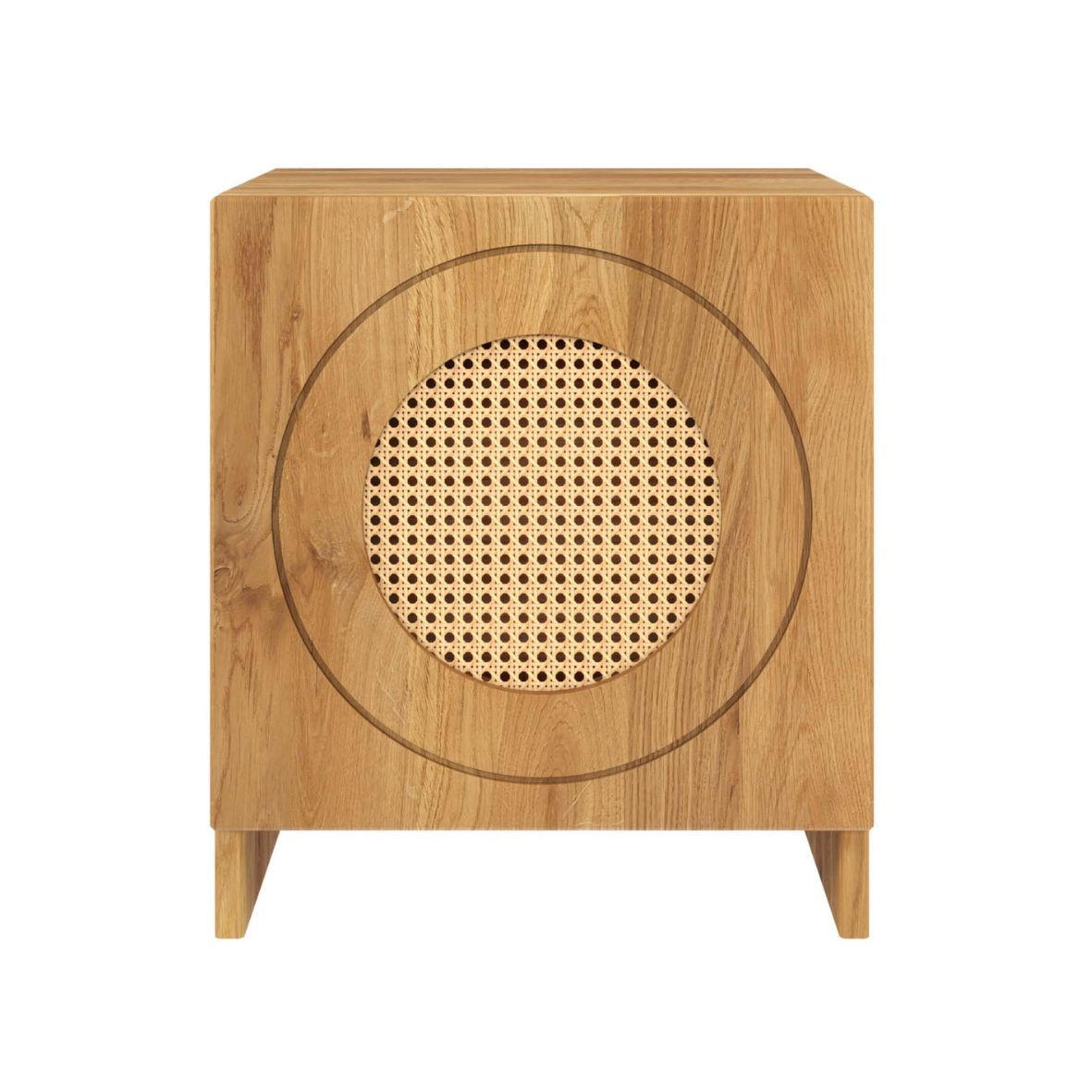 MASSIVHOLZNACHTTISCH Harmark mit Rattan-Detail, Eiche - lackiert, Naturfarben - Eichefarben, Eichenholz/Holz (44/50/34cm) - Skandica