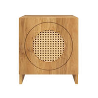 MASSIVHOLZNACHTTISCH Harmark mit Rattan-Detail, Eiche - lackiert, Naturfarben - Eichefarben, Eichenholz/Holz (44/50/34cm) - Skandica