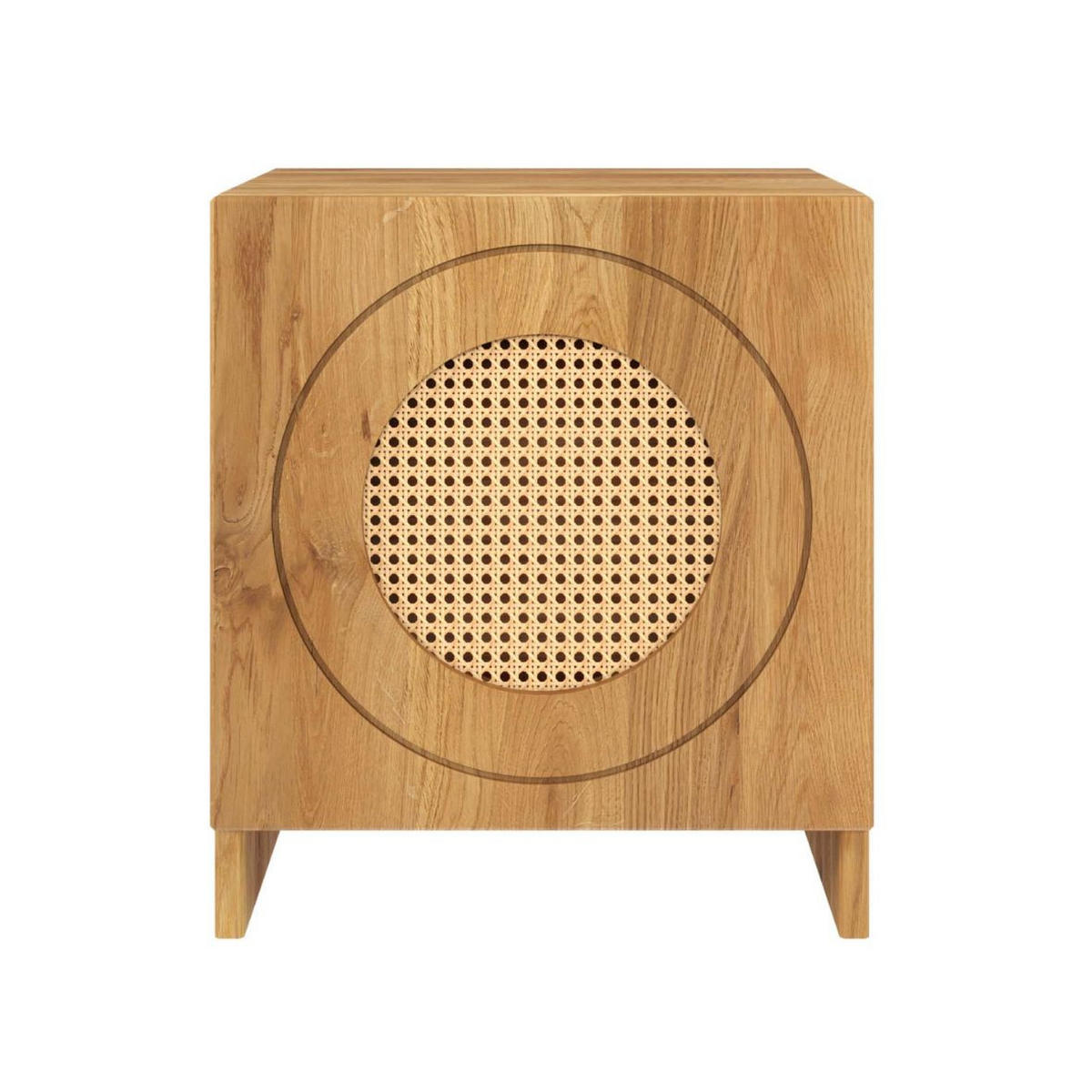 MASSIVHOLZNACHTTISCH Harmark mit Rattan-Detail, Eiche - lackiert, Naturfarben - Eichefarben, Eichenholz/Holz (44/50/34cm) - Skandica