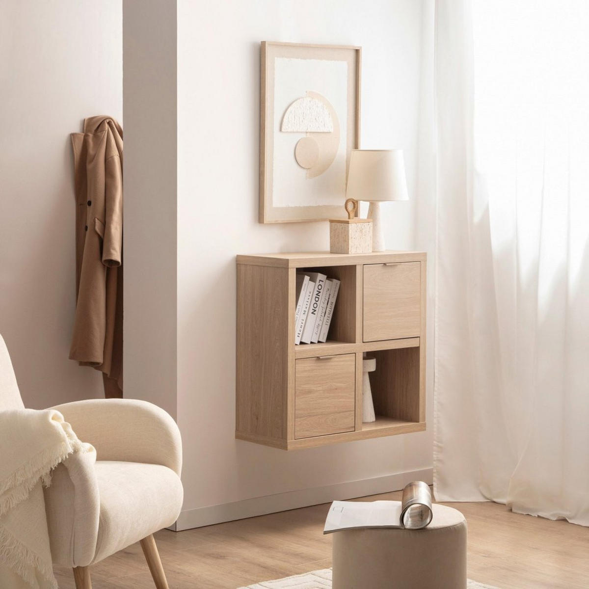 KOMMODE Aleni Natürlich 70 cm x 70 cm - Naturfarben, Holzwerkstoff (70/70/32cm) - Klast Home