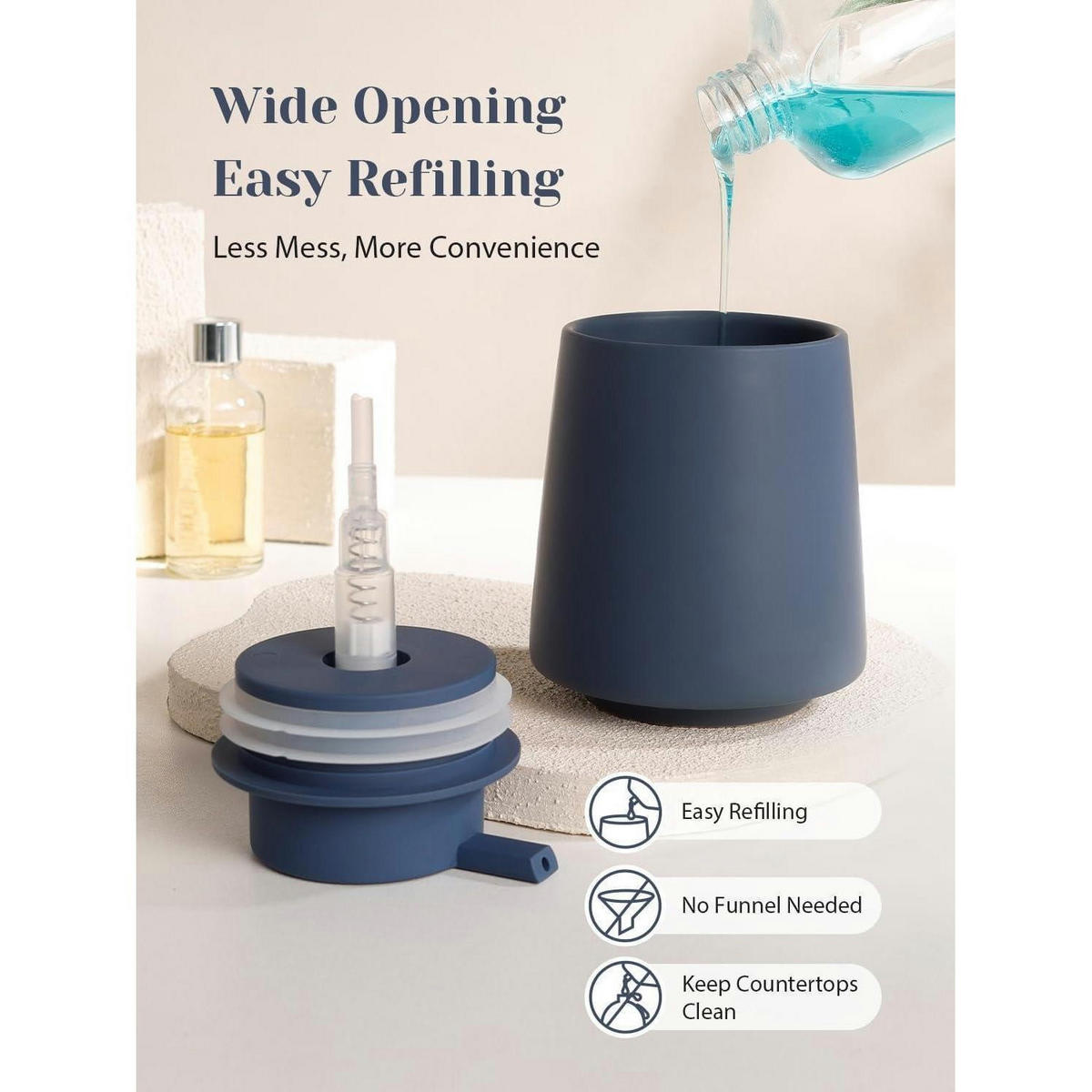 SEIFENSPENDER Keramik Matt Blau 400 ml - Blau, Keramik (9.5/12.9/9.5cm)
