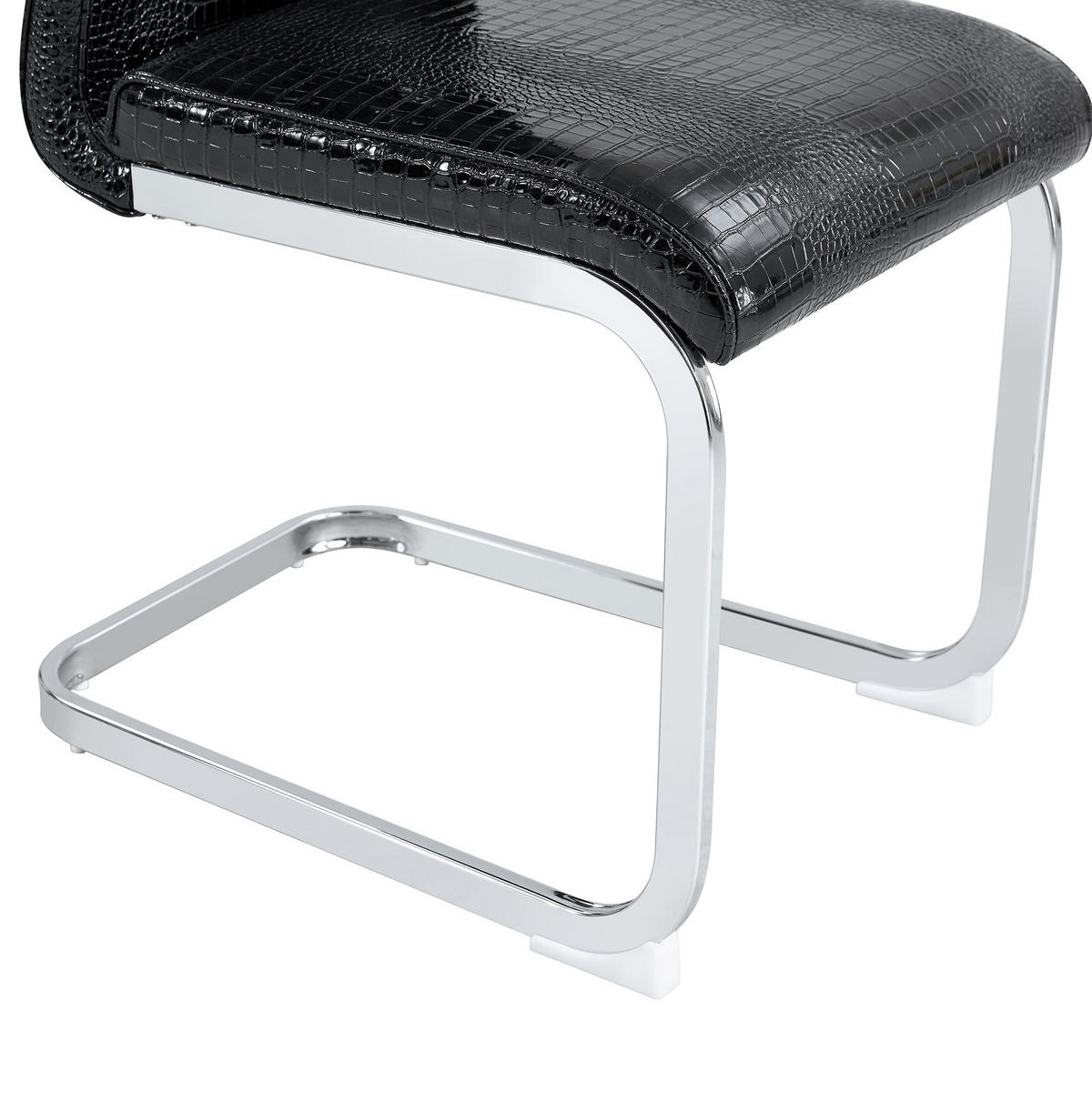 ESSZIMMERSTUHL gepolstert PVC Schwarz Chrom-Metall 2er-Set - Schwarz, Metall (41/101.5/57.1cm) - Meubliv