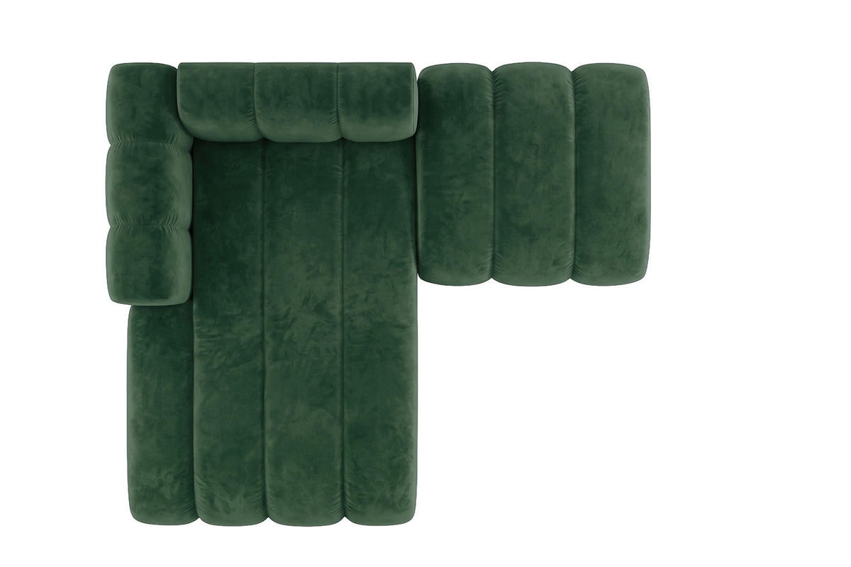 CHAISELONGUE Modulare Mit Hocker, Velvet-Stoff Riviera, Grün, Links, GRAND - Grün, Holz (204/179cm) - Kaiser Möbel