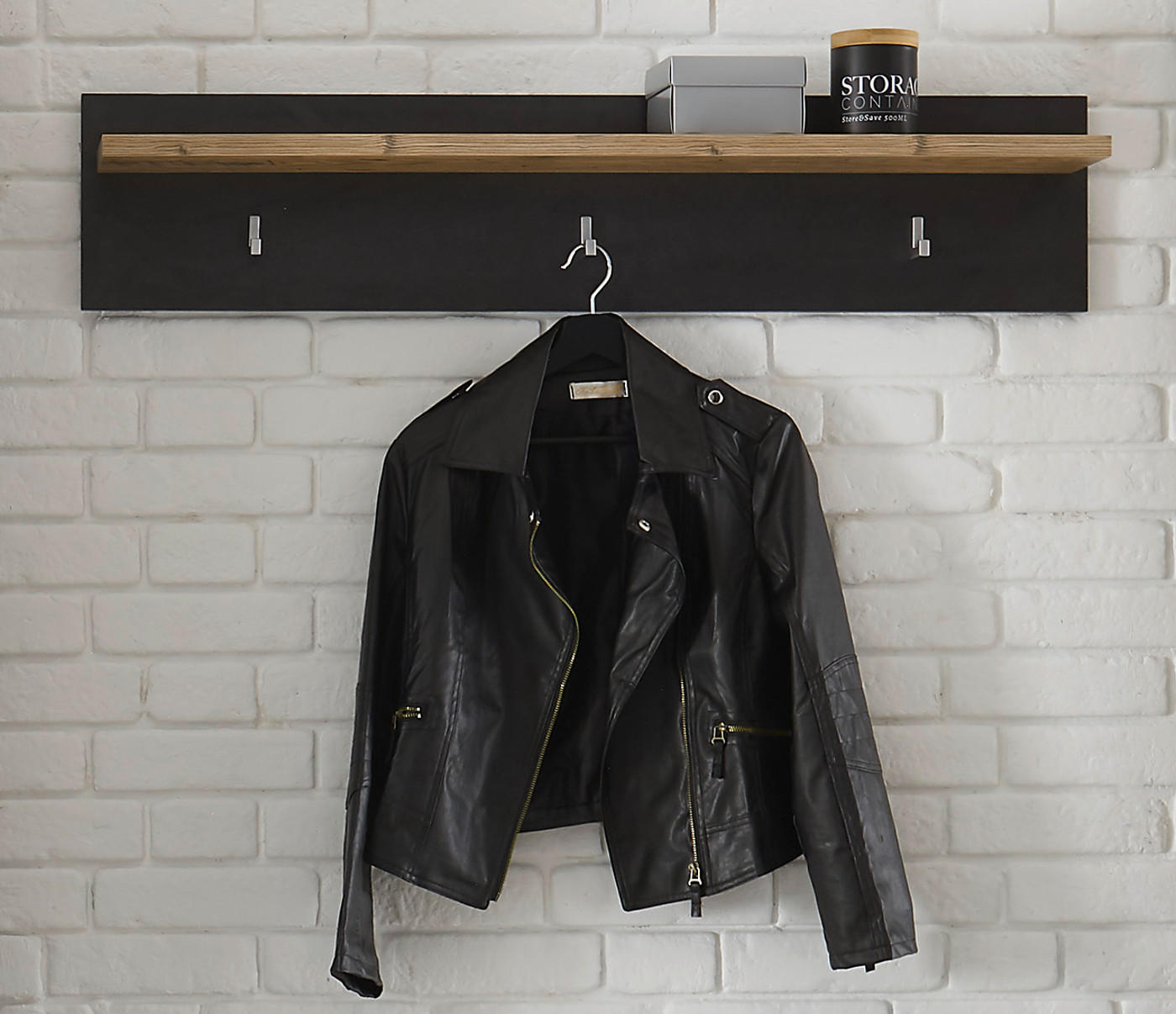 GARDEROBENPANEEL Kastanie und grau Fresco, Flur Wandgarderobe, 107 x 23 cm - Kastanienfarben/Grau, Holzwerkstoff (107/23/18cm) - Furn.Design