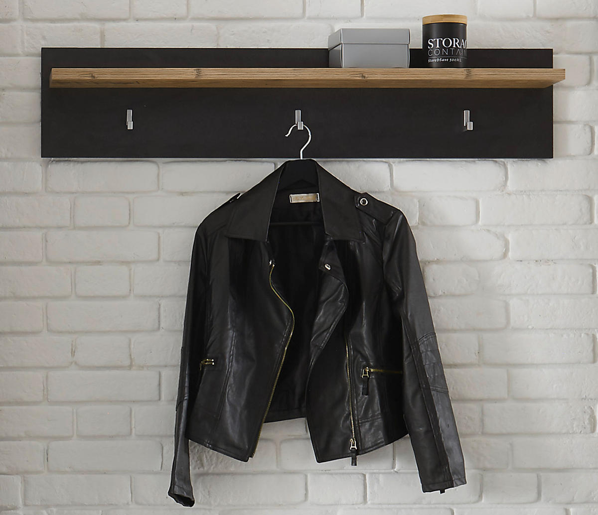 GARDEROBENPANEEL Kastanie und grau Fresco, Flur Wandgarderobe, 107 x 23 cm - Kastanienfarben/Grau, Holzwerkstoff (107/23/18cm) - Furn.Design