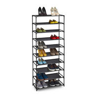 SCHUHREGAL Stecksystem - Schwarz, Kunststoff/Textil (62/150/28cm) - Relaxdays