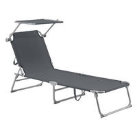 SONNENLIEGE Getaria - Dunkelgrau, Textil/Metall (189/28/57cm) - [en.casa]