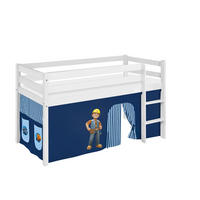 HOCHBETT Jelle mit BOB DER BAUMEISTER Vorhang - Kinderbett - Weiß, Holz - Lilokids
