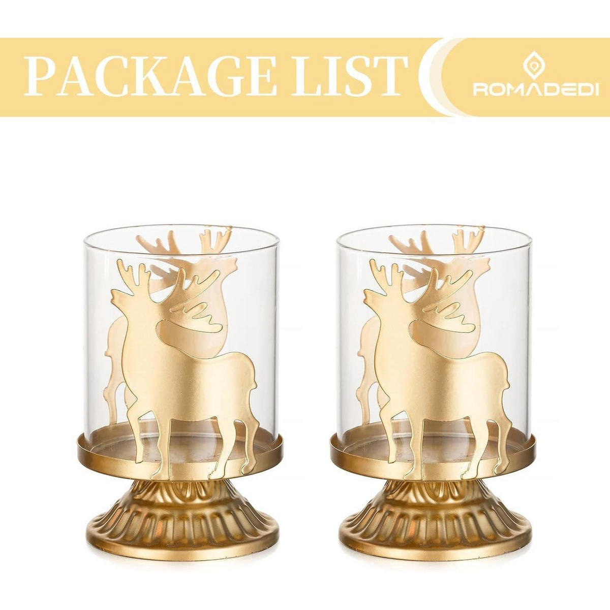 KERZENHALTER 2er Set Rentier Gold 12 cm - Goldfarben, Metall (5/3/5cm)