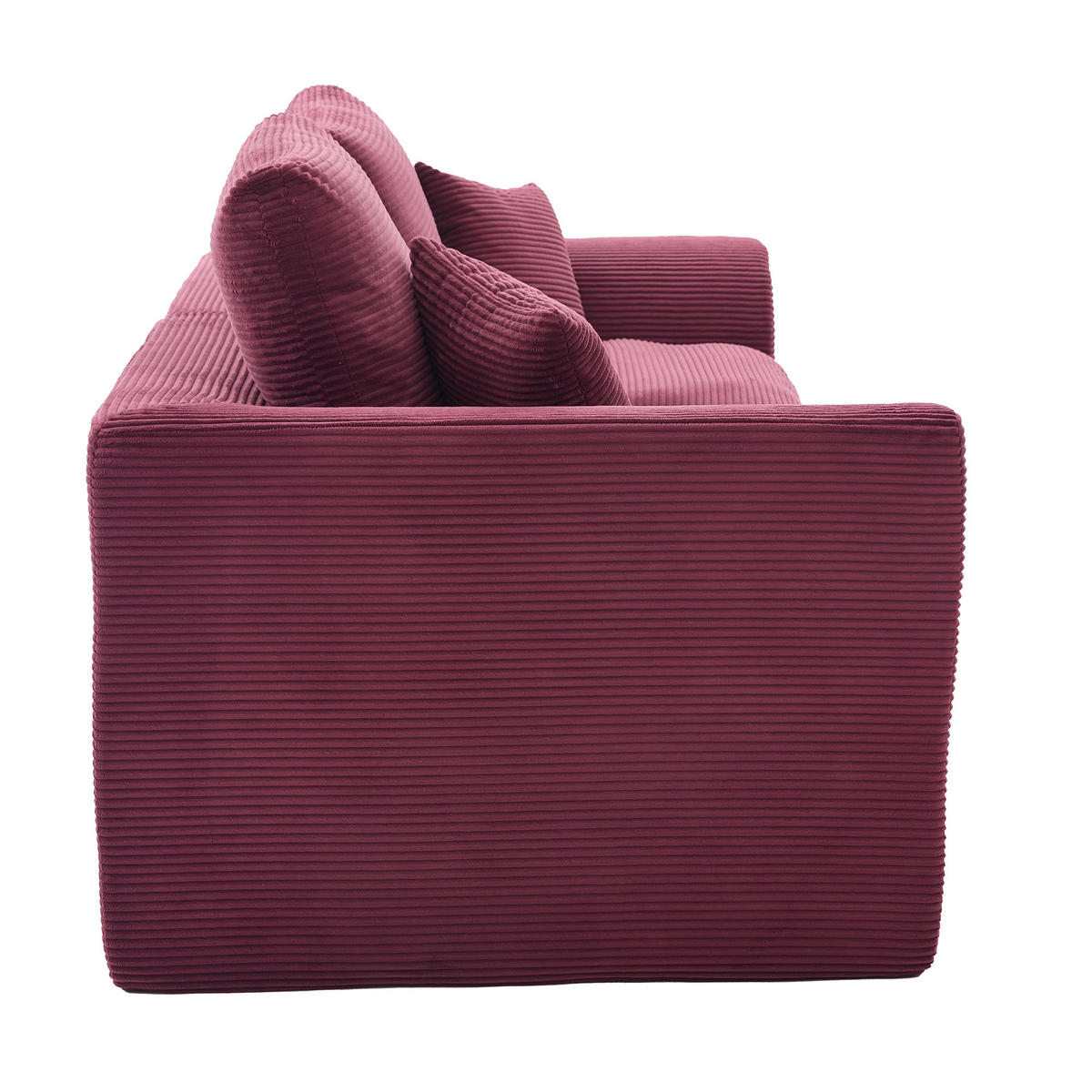 2-SITZER SOFA Cord Weinrot mit Kissen - Weinrot, Textil (204/84/102.5cm) - WISHDOR