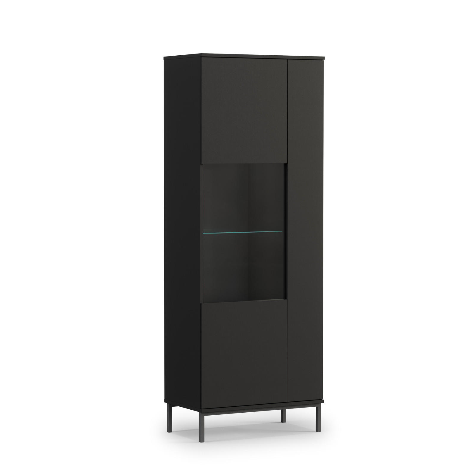 VITRINE Dallas 70/41/190 Schwarz - Schwarz, Glas/Holzwerkstoff (70/190/41cm) - Ravio