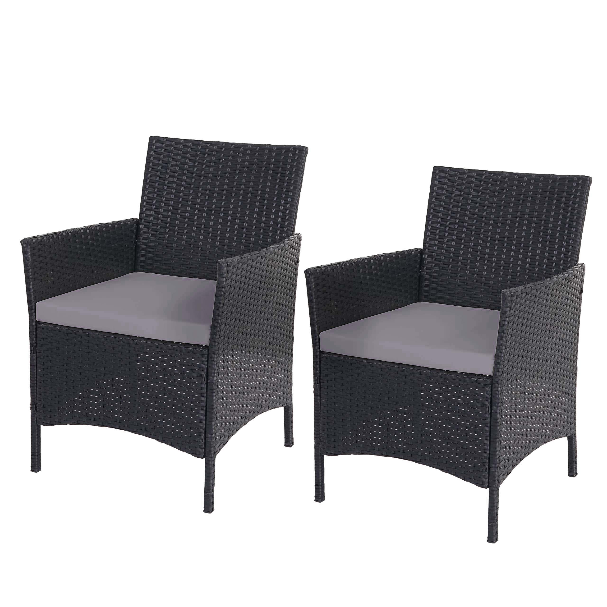 POLY-RATTAN SESSEL HALDEN Anthrazit 2er-Set - Anthrazit, Kunststoff (59/83/60cm) - MCW