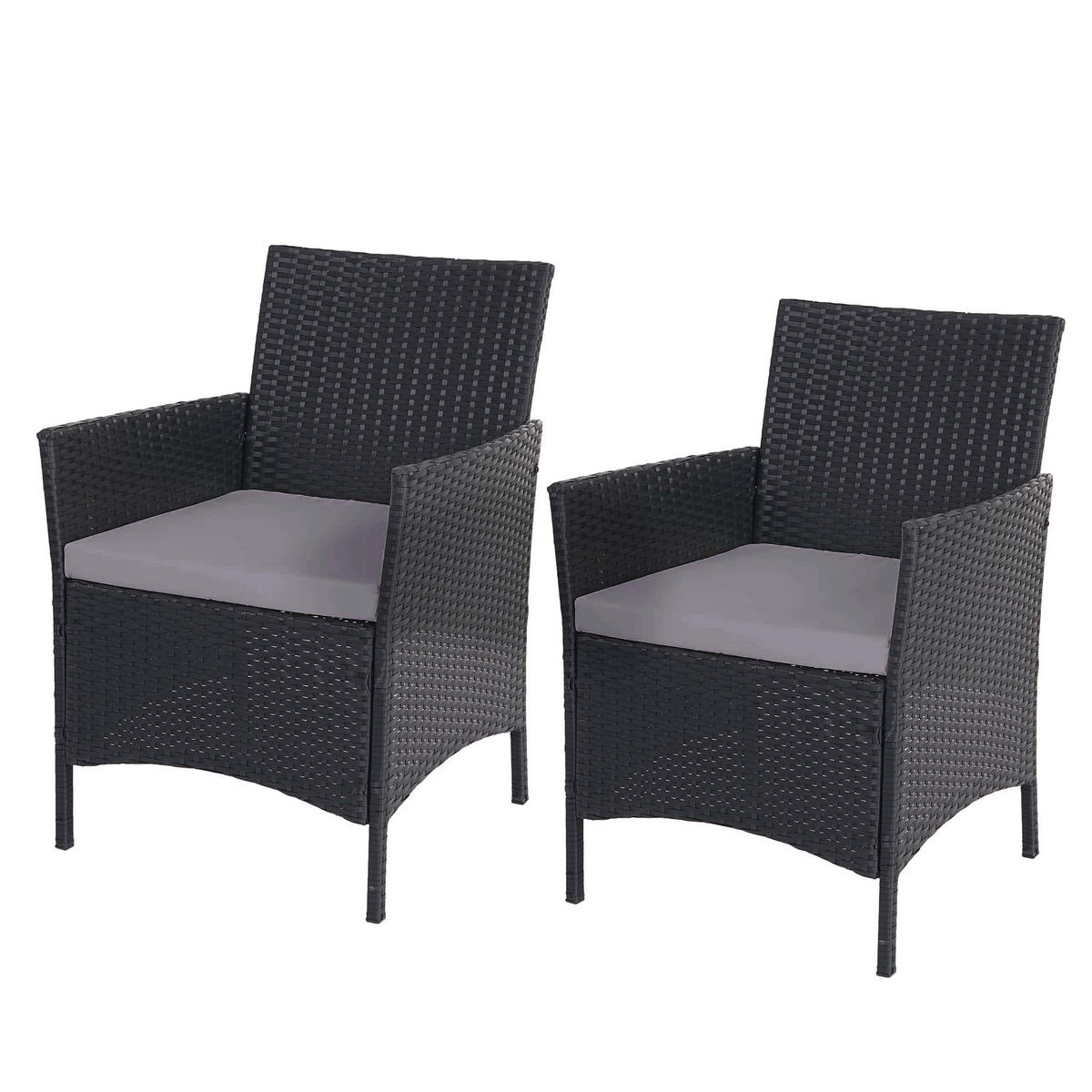 POLY-RATTAN SESSEL HALDEN Anthrazit 2er-Set - Anthrazit, Kunststoff (59/83/60cm) - MCW