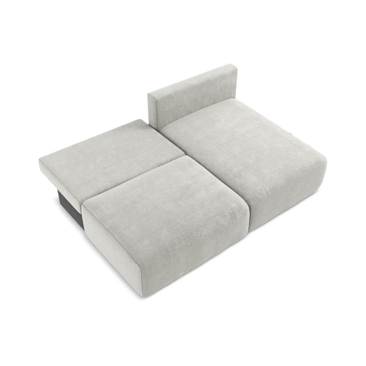 ECKSOFA mit Schlaffunktion rechts Chenille Stoff Grau - Hellgrau/Schwarz, Kunststoff/Textil (210/149cm) - Makamii