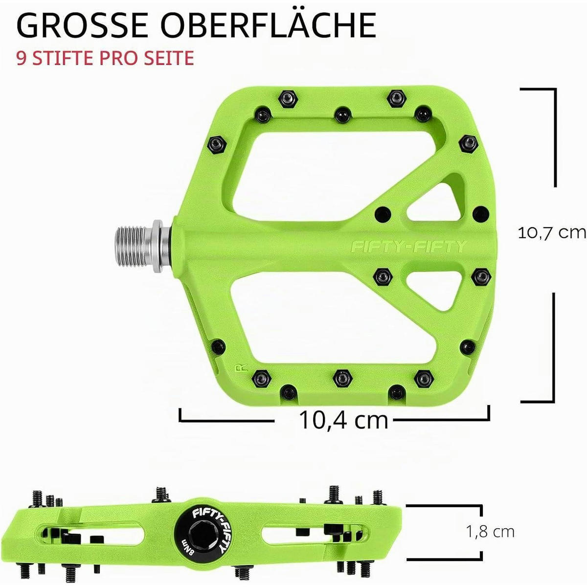 FAHRRADPEDALE Nylon Composite Grün - Grün, Kunststoff (10.4/1.5/10.6cm)