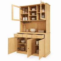 BUFFETSCHRANK aus Spanplatte 120x40x191 cm Naturfarben mit Glastüren, Gläserhalter und Steckdosen - Naturfarben, Holzwerkstoff (120/191/40cm) - IVMEU
