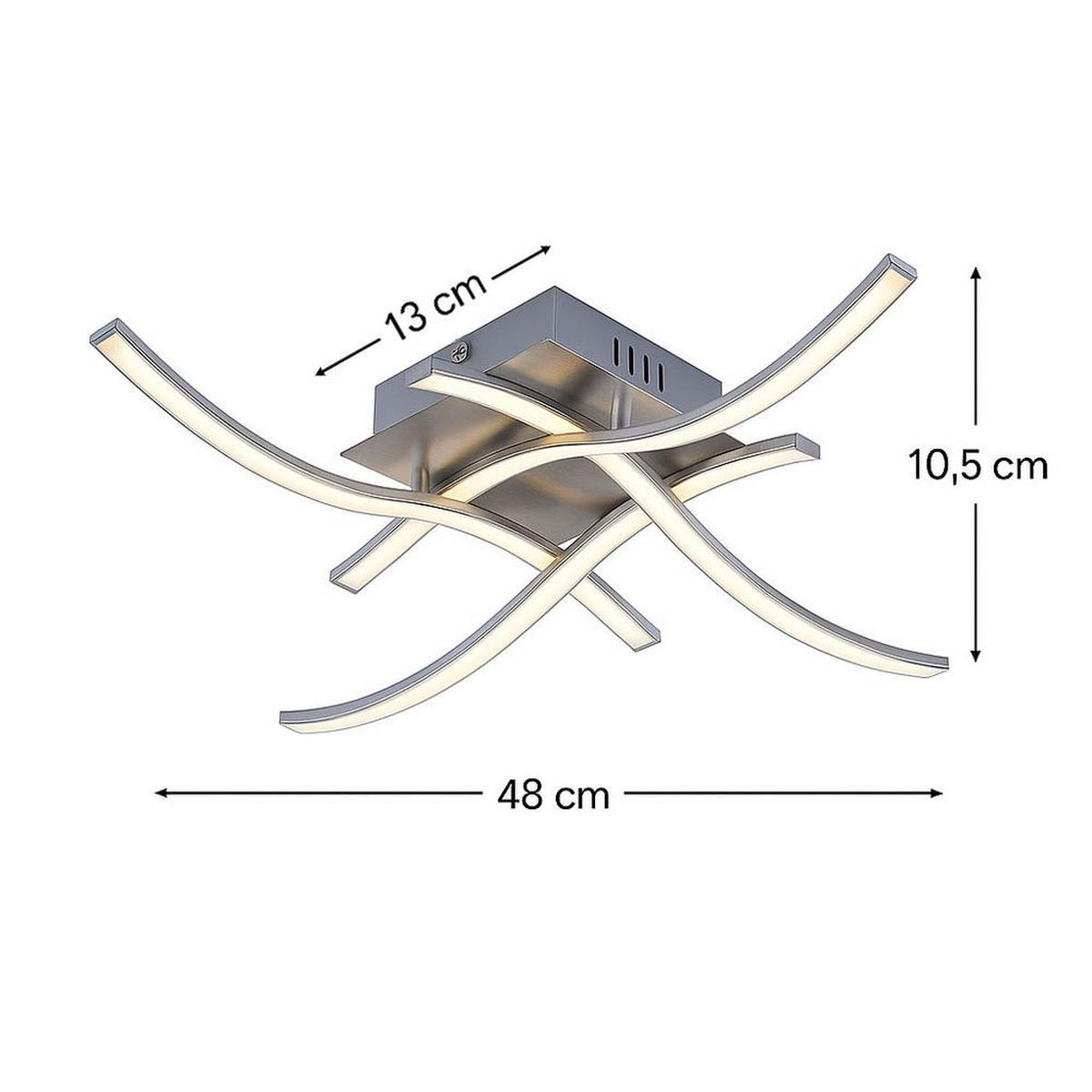 LED DECKENLEUCHTE Sinus Silber gebürstet - Silberfarben, Metall (48/48/10.5cm) - Esto