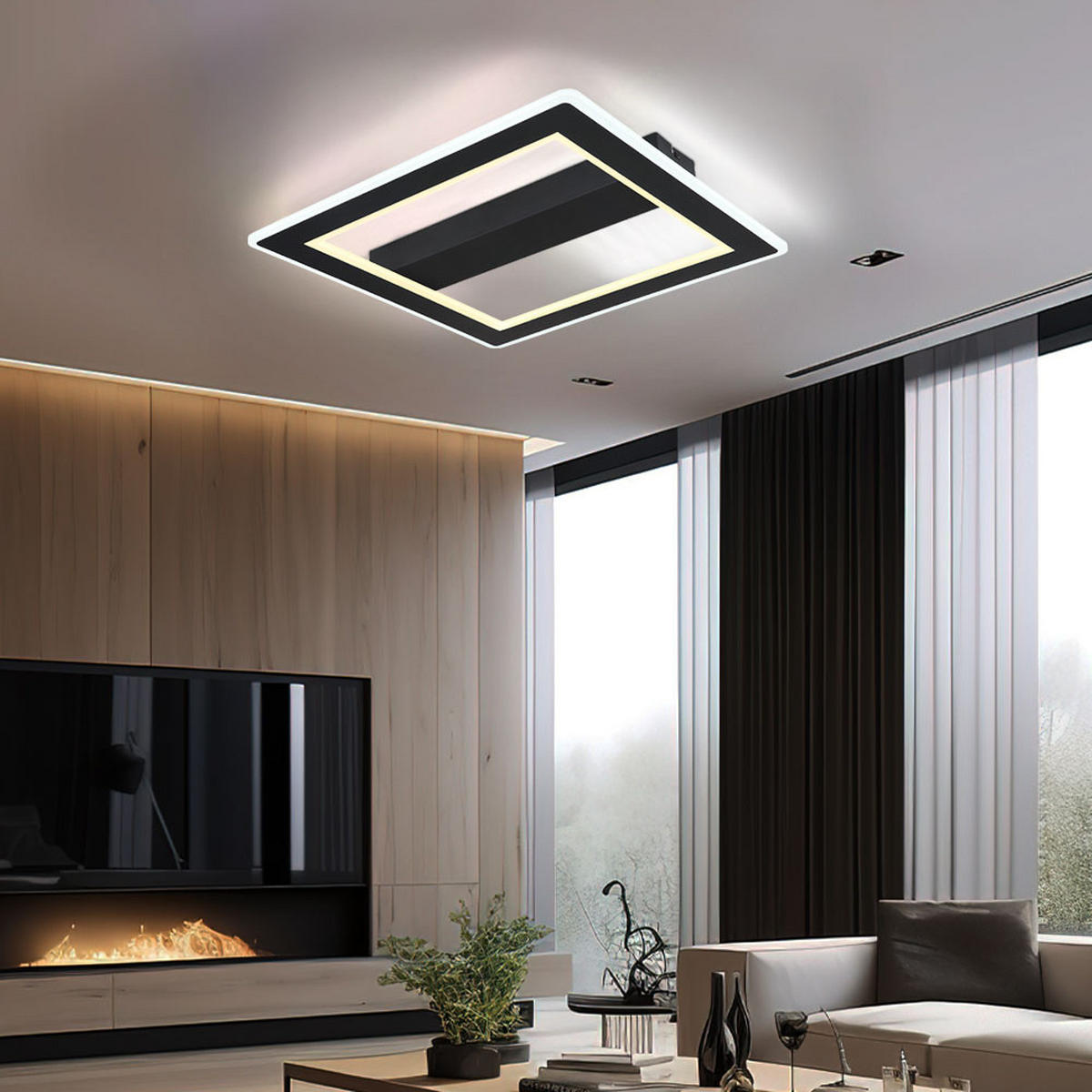 LED DECKENLEUCHTE Mattia Metall Schwarz - Schwarz, Metall (45/45/5cm) - Globo Lighting