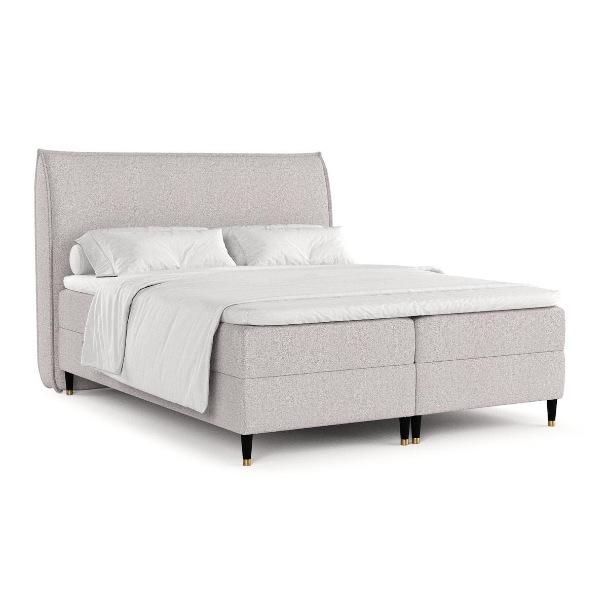 BOXBETT Melba Beige 140/200 cm mit Bonellmatratze - Beige/Schwarz, Holz/Holzwerkstoff (140/200cm) - Maison de Reve