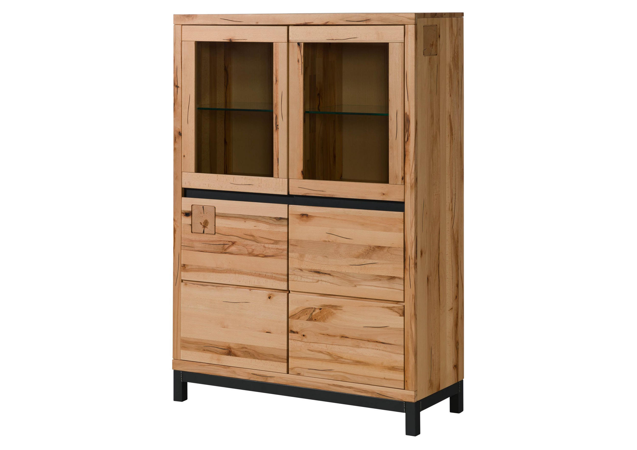 VITRINE Kernbuche 103x40x148 natur geölt VILLANDERS #102 - Braun, Holz (103/148/40cm) - Massivmoebel24