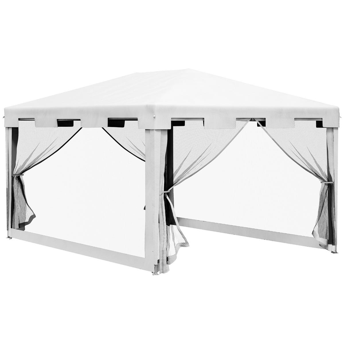 PAVILLON Partyzelt Metall PE Weiß - Weiß, Kunststoff/Metall (295/255/395cm) - Outsunny