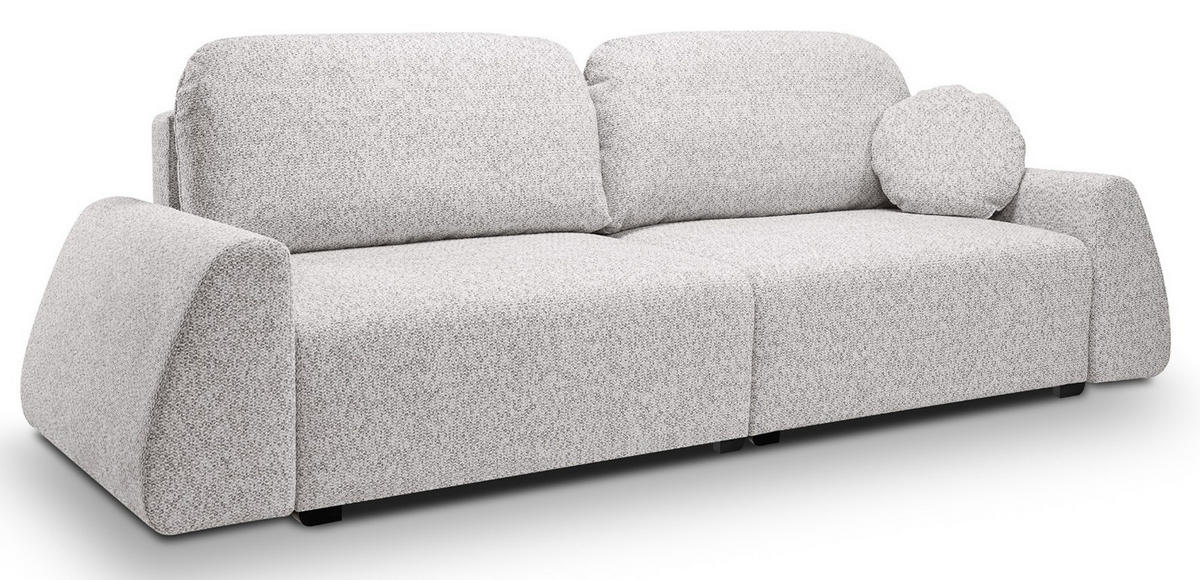 SCHLAFSOFA Moderne ALMI mit Schlaffunktion – 3-Sitzer Sofa mit Bettkasten, DL-Automat, 2 Rückenkissen, 260x100x80 cm, White - Weiß, Holz/Textil (260/80/100cm) - DomoHome