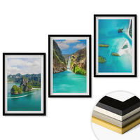 WANDBILDER 3er-Set - 40x60 cm Schwarzer Rahmen - Tropische Inseln, türkisfarbenes Wasser - Schwarz, Kunststoff (40/60cm) - ArtPrintCave