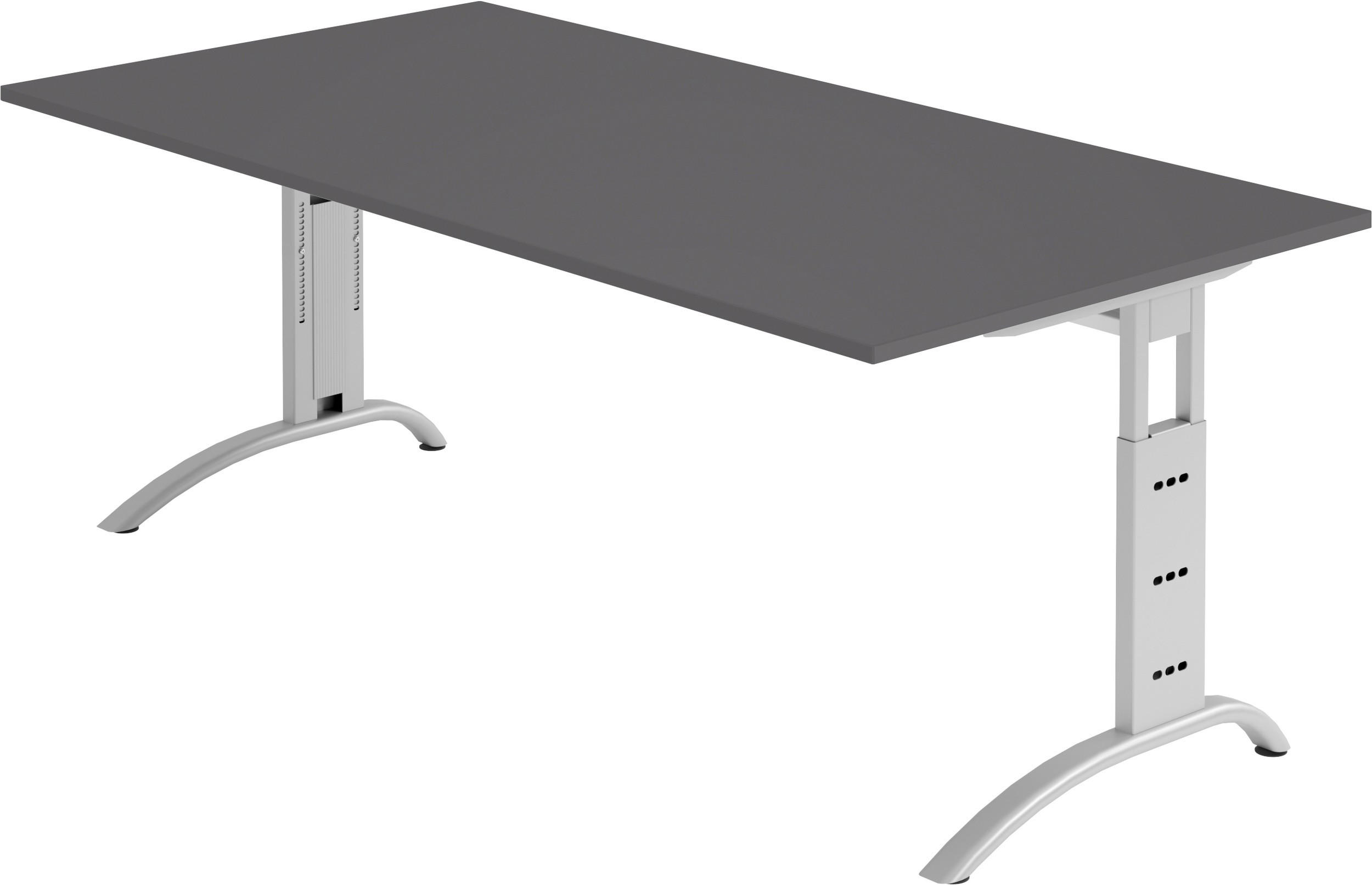 SCHREIBTISCH Serie-F 100/200/74 cm in Graphitfarben - Graphitfarben, Holzwerkstoff (100/200/74cm) - bümö