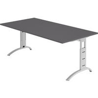 SCHREIBTISCH Serie-F 100/200/74 cm in Graphitfarben - Graphitfarben, Holzwerkstoff (100/200/74cm) - bümö