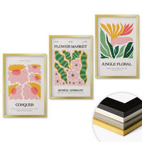 WANDBILDER 3er Set - 40x60 cm Goldrahmen - Blumen und Blätter – moderne Poster - Goldfarben, Kunststoff (40/60cm) - ArtPrintCave