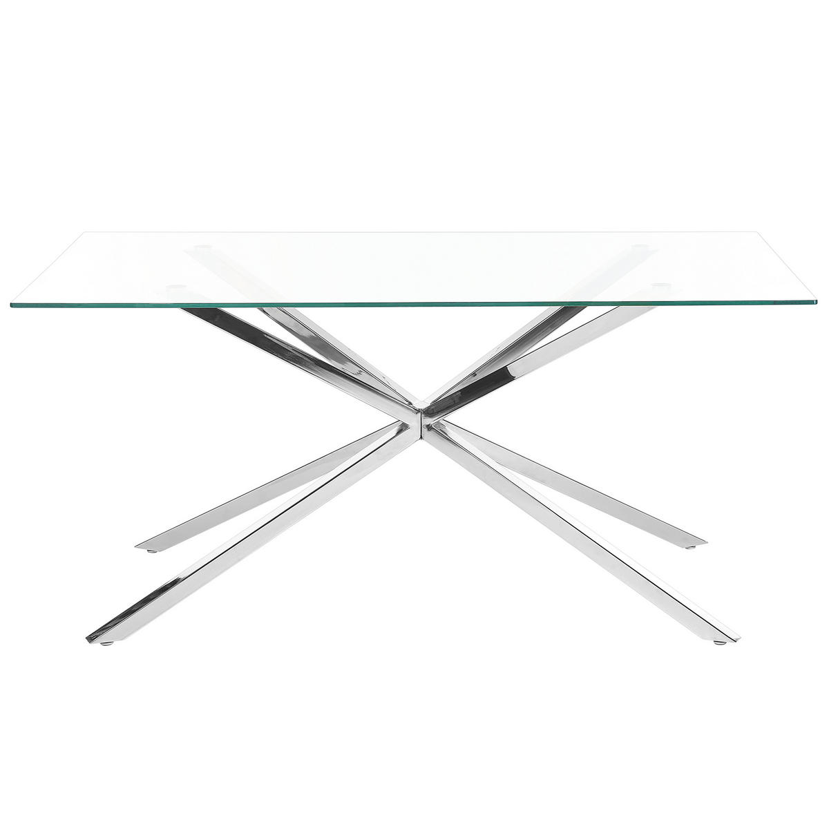 ESSTISCH 160/90/75 cm Silberfarben, Transparent Rechteckig Cora - Silberfarben, Glas (160/90/75cm) - Beliani