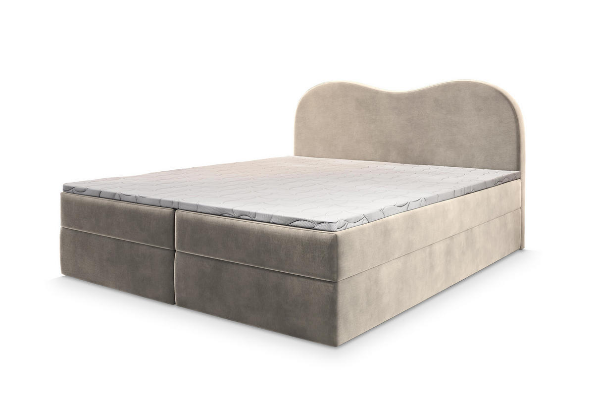 BOXBETT FLUVIA M 180x200 cm mit Matratze und Topper - Creme - Creme, Holz (180/200cm) - MASSENO