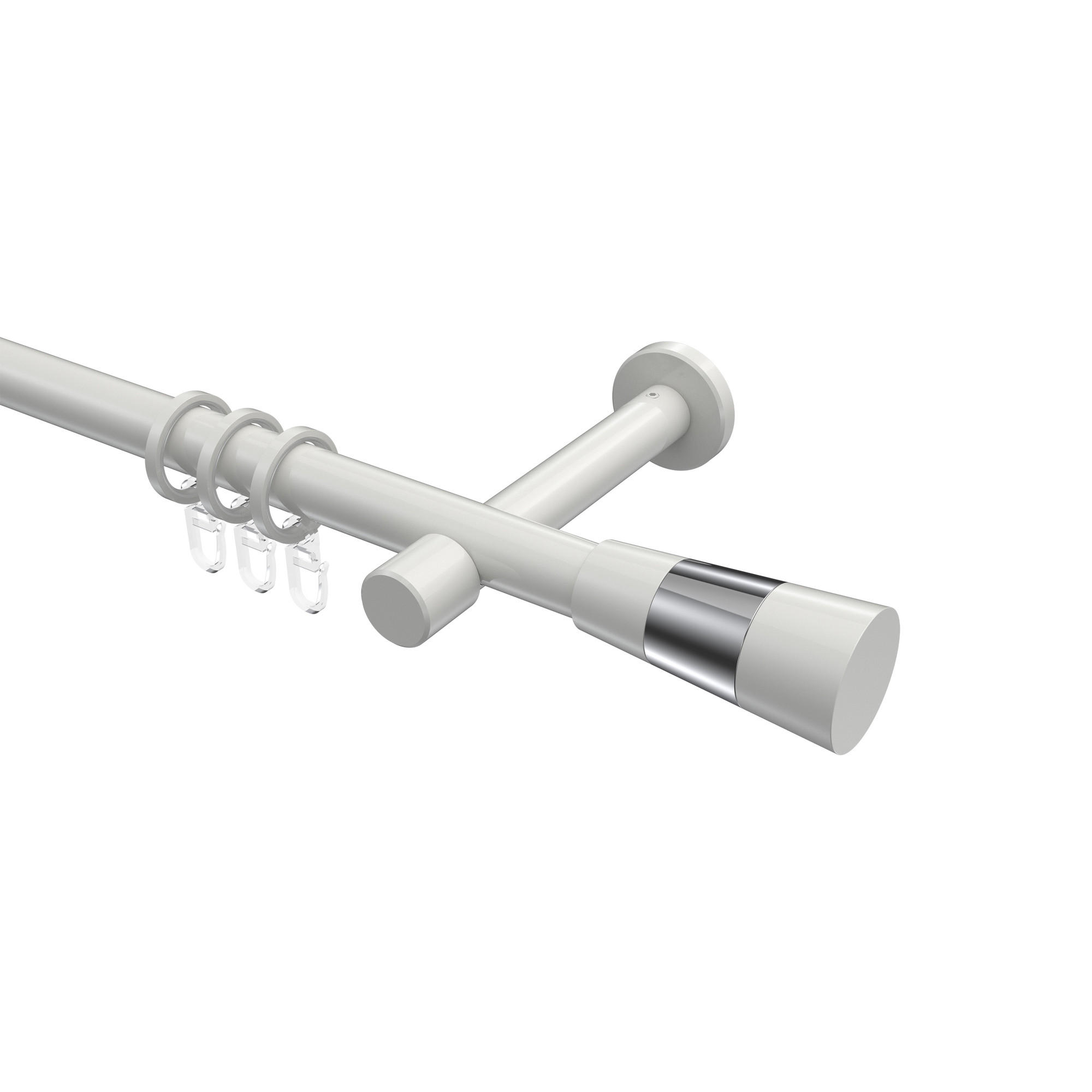 GARDINENSTANGEN-SET Prestige Tanara 160 cm, 1-läufig, 20 mm Ø Weiß - Chromfarben/Weiß, Metall (160cm) - INTERDECO