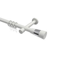 GARDINENSTANGEN-SET Prestige Tanara 160 cm, 1-läufig, 20 mm Ø Weiß - Chromfarben/Weiß, Metall (160cm) - INTERDECO