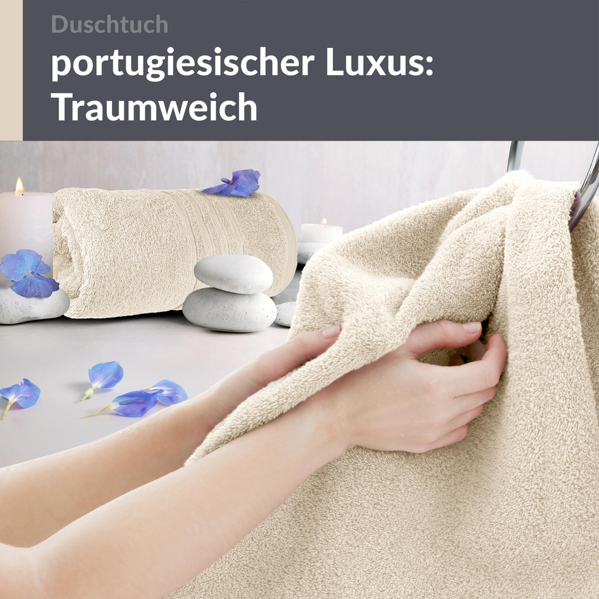 DUSCHTUCH London Natur 2er Set 70x140 - Naturfarben, Textil (70/140cm) - Lashuma