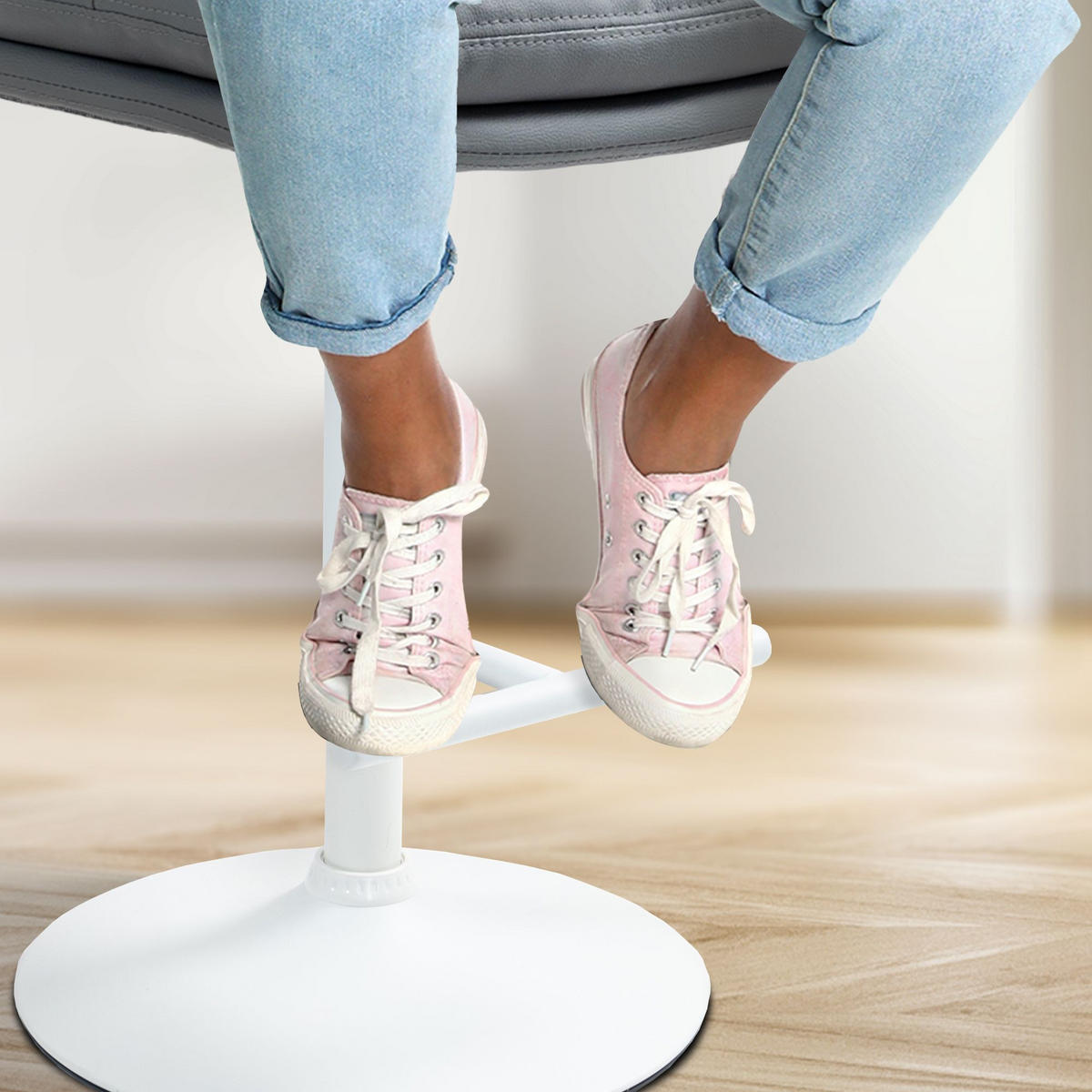 BARHOCKER 2er Set Lederlook grau - Weiß/Grau, Textil/Metall (42/94/56cm) - CLP