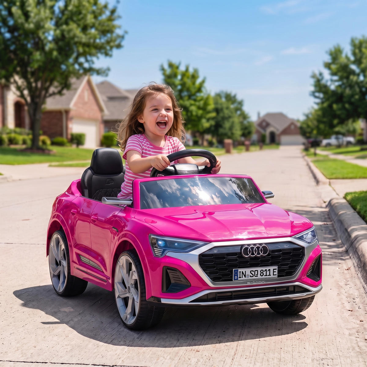 KINDER-ELEKTROAUTO Kunststoff Stahl Rosa - Rosa, Kunststoff (98/49.5/43cm) - AIYAPLAY