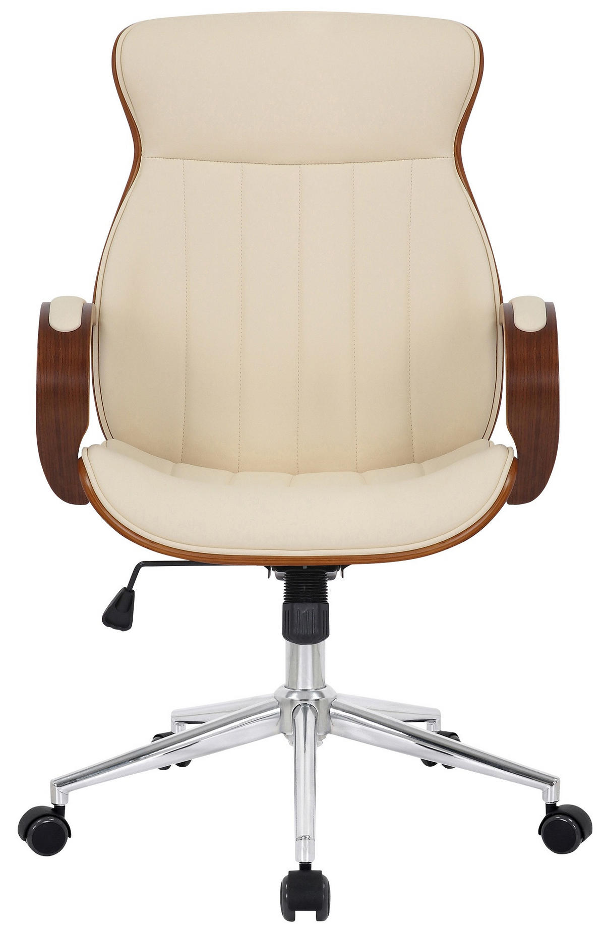 DREHSTUHL Lederlook Walnuss/Creme - Chromfarben/Walnussfarben, Textil/Metall (63/100/68cm) - CLP