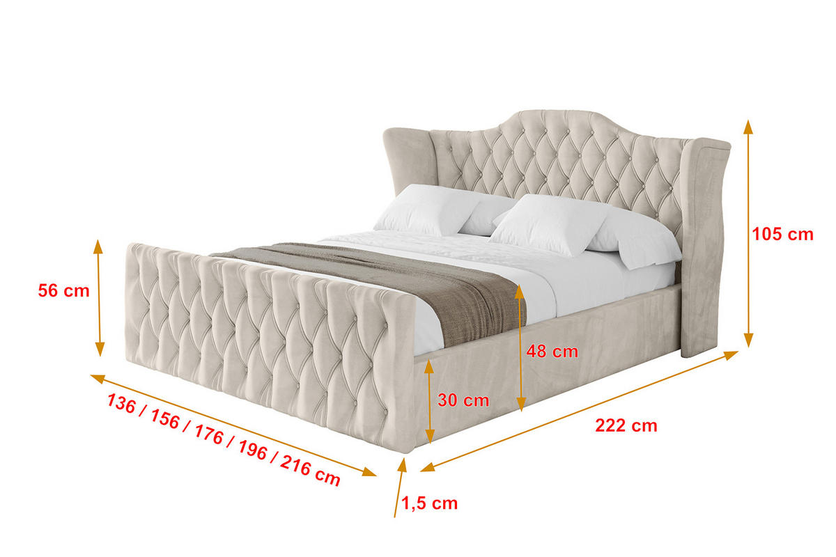 POLSTERBETT mit Bettkasten, Fußteil und Lattenrost, Boxbett mit Matratze H3/H4 - ZORAN-Z 180x200 Beige - Beige, Holzwerkstoff/Textil (180/200cm) - ALTDECOR